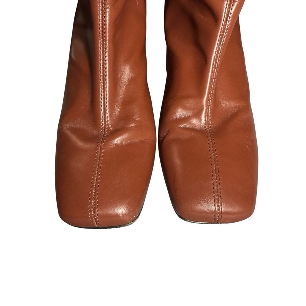 About Arianne Red Brown Chestnut Leather Square Toe Nico Heeled Boots 39 / US 9 - Picture 9 of 14